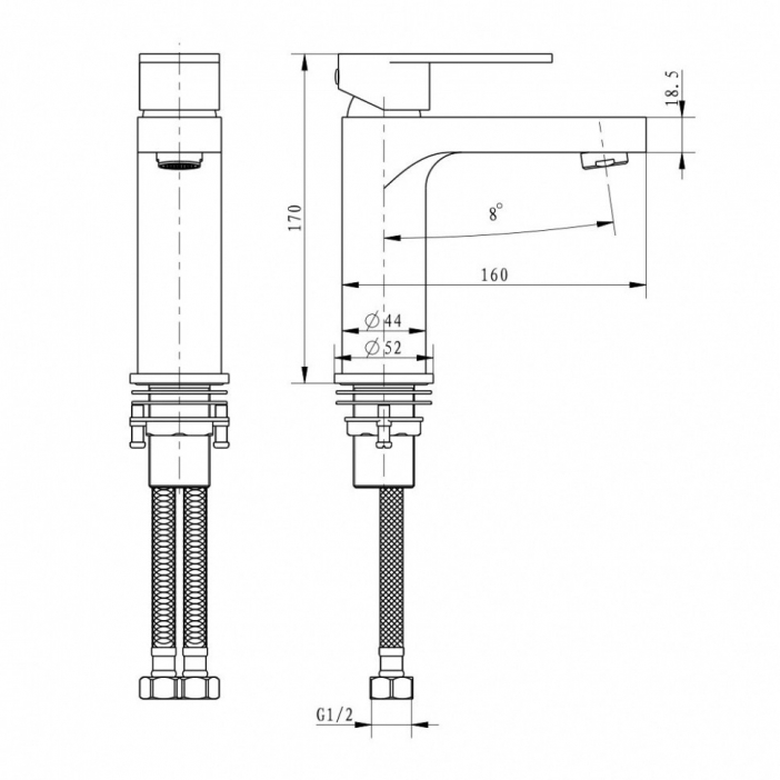 Cмеситель для раковины FILARETE Retta FL5030 (Никель)
