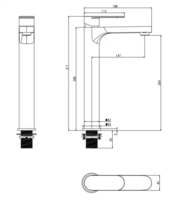 Baterie de chiuvetă FILARETE Retta FL6030 (Grafit)