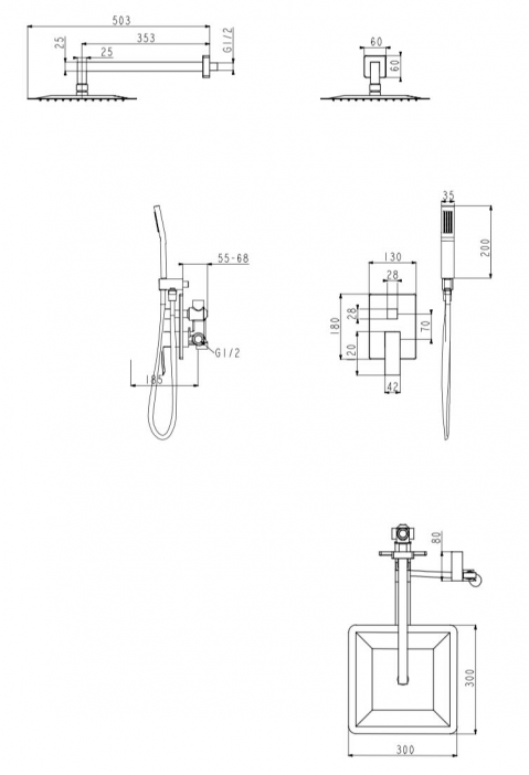 Душевой комплект FILARETE Fing FL1043 (Никель)