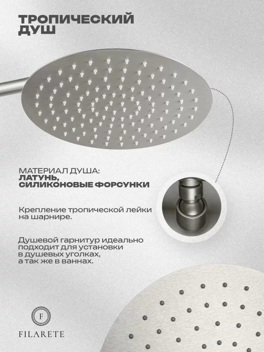 Թաքնված ցնցուղի համակարգ FILARETE Roun FL1028 (Նիկել)