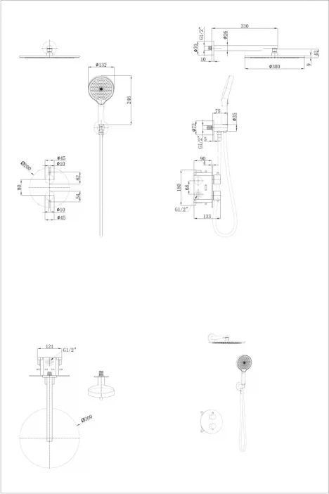 Sistem de duș ascuns FILARETE FL1053  cu termostat din grafit