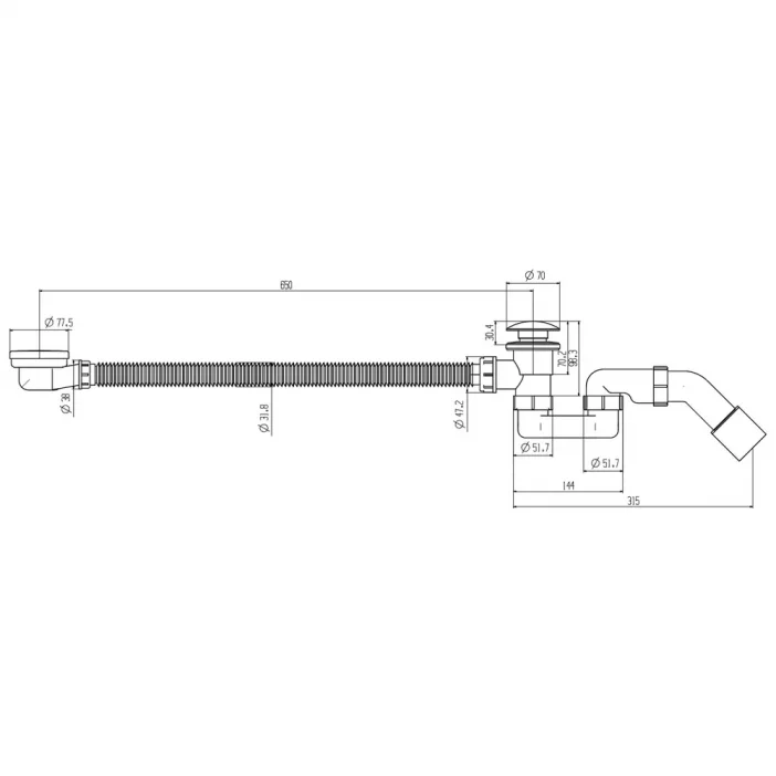 Сифони худкори ванна FILARETE FL90 (Графит)
