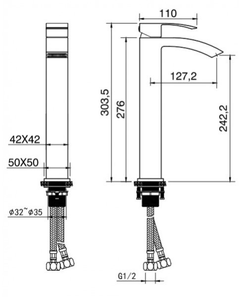 Cмеситель для раковины FILARETE Waterfall FL6010 (Никель)