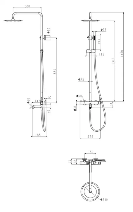 Supporto per doccia FILARETE Roun FL2020 (Oro opaco)
