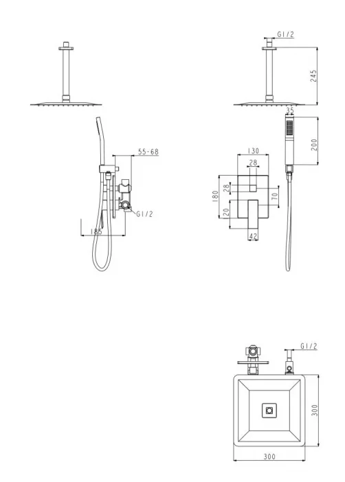 Душевой комплект FILARETE Fing FL1044 (Графит)